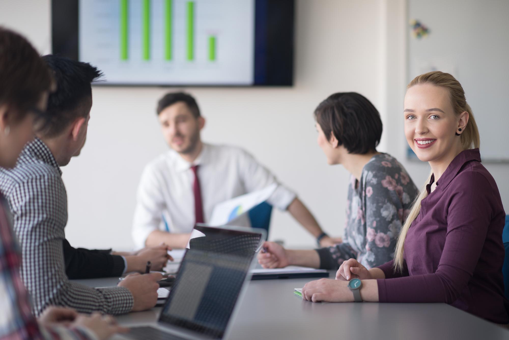 Office meeting about finance education